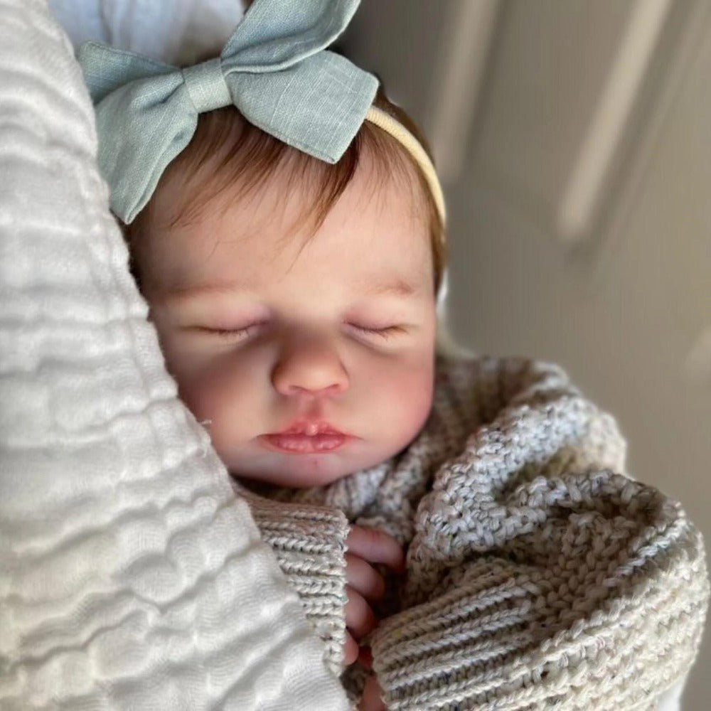 Reborn Doll, 20-Inch Sleeping Cloth-Body Figure with Vinyl Limbs, Hand-Rooted Hair and Accessories — image 6