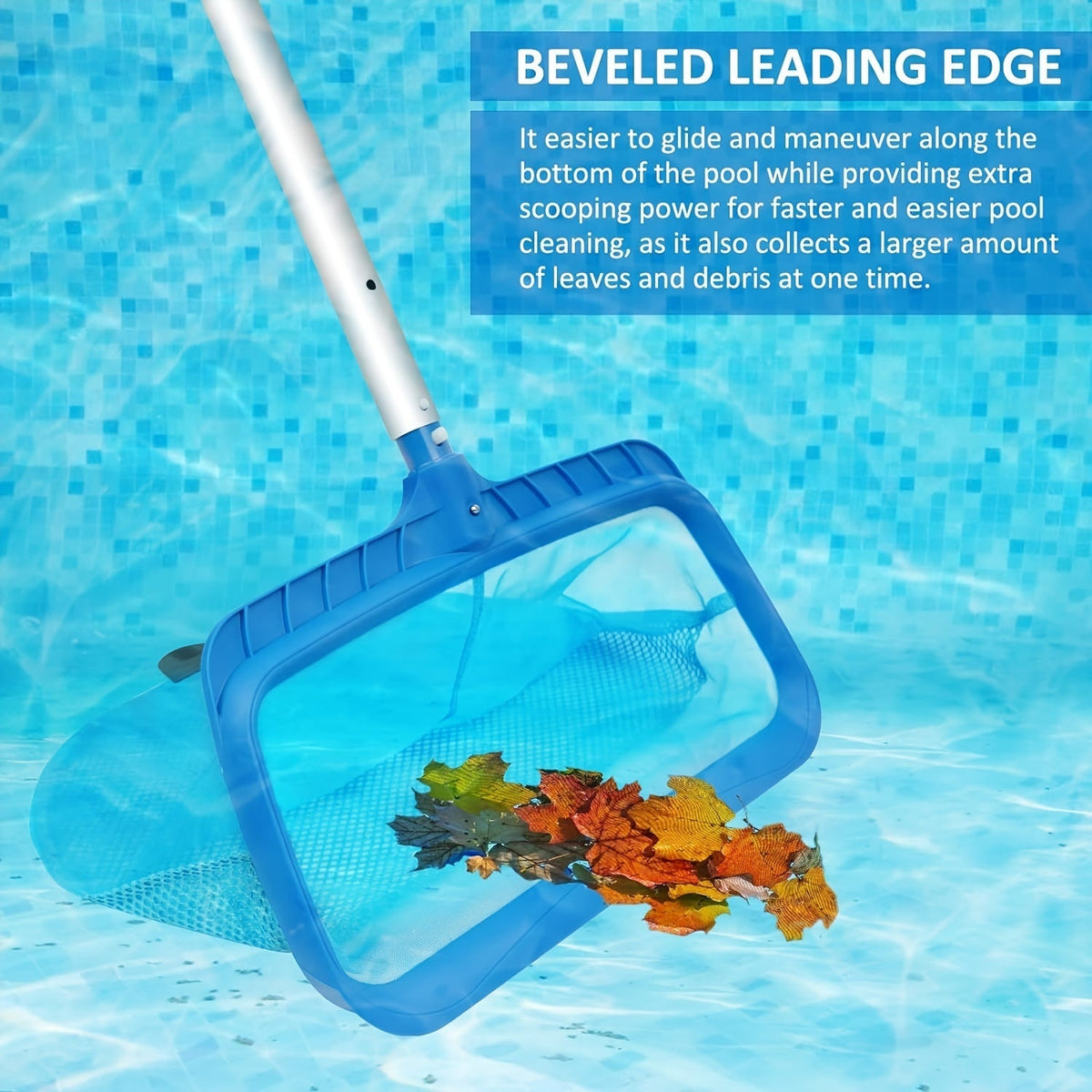 Pool Skimmer Net Fine Mesh | Heavy Duty Leaf Rake Pool Cleaning Tool — image 2