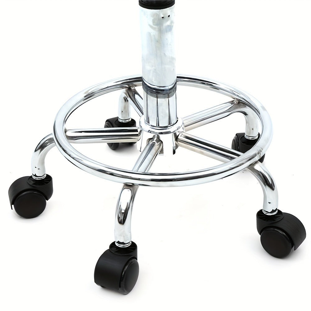 PU Leather Salon Stool with Back & 360° Swivel, Adjustable Height 18.9"-22.8" Round Cushion Chrome Base — image 11