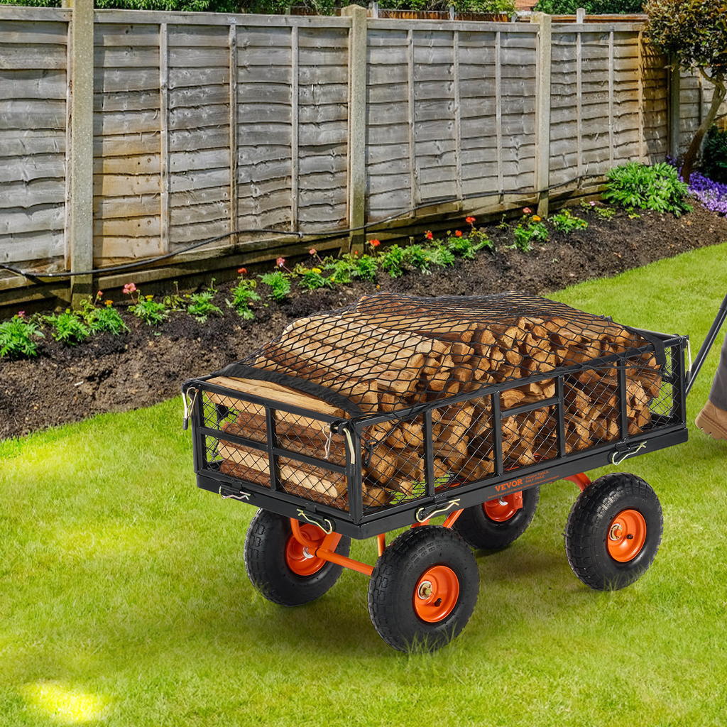 Garden Dump Cart Convertible Flatbed Utility Wheelbarrow with 2-in-1 Handle, Removable Side Panels — image 23