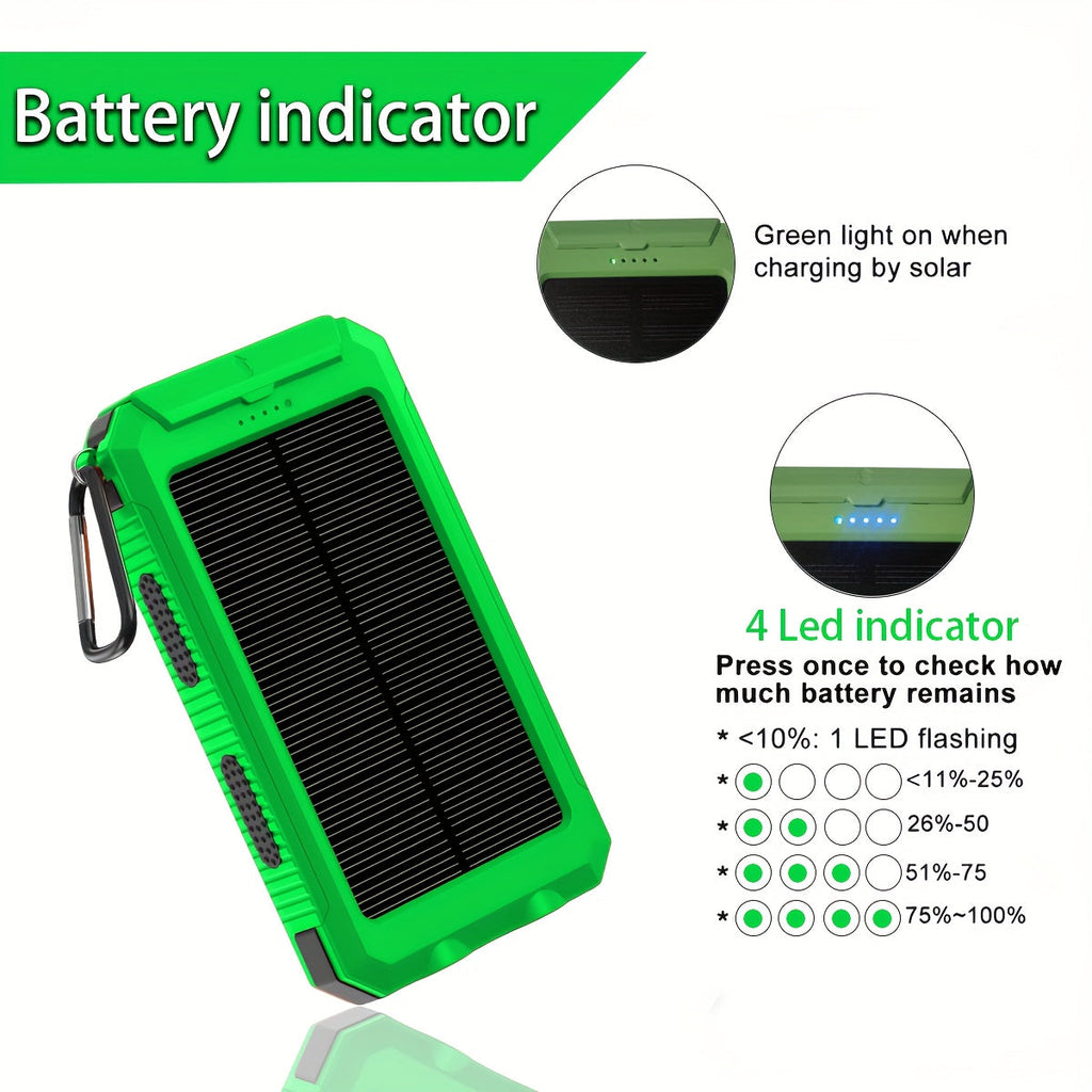 Solar Power Bank, 12800mAh Dual-USB 5V Charger with LED Flashlight and Single-Color or Three-Piece Set Options — image 2