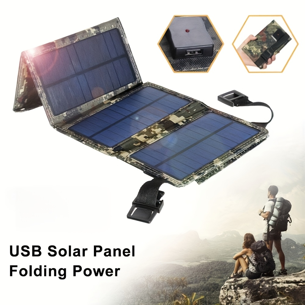 Foldable Solar Charger Portable Monocrystalline Silicon 20% Efficiency USB Output with Carabiner for an Everyday Personal Car