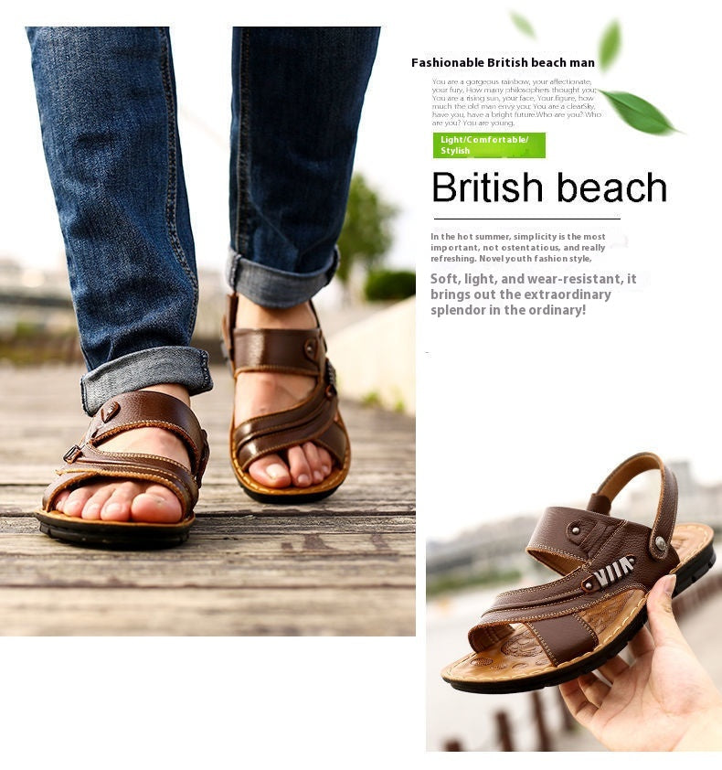 First Layer Cowhide Men's Sandals Summer Genuine Leather Sandals