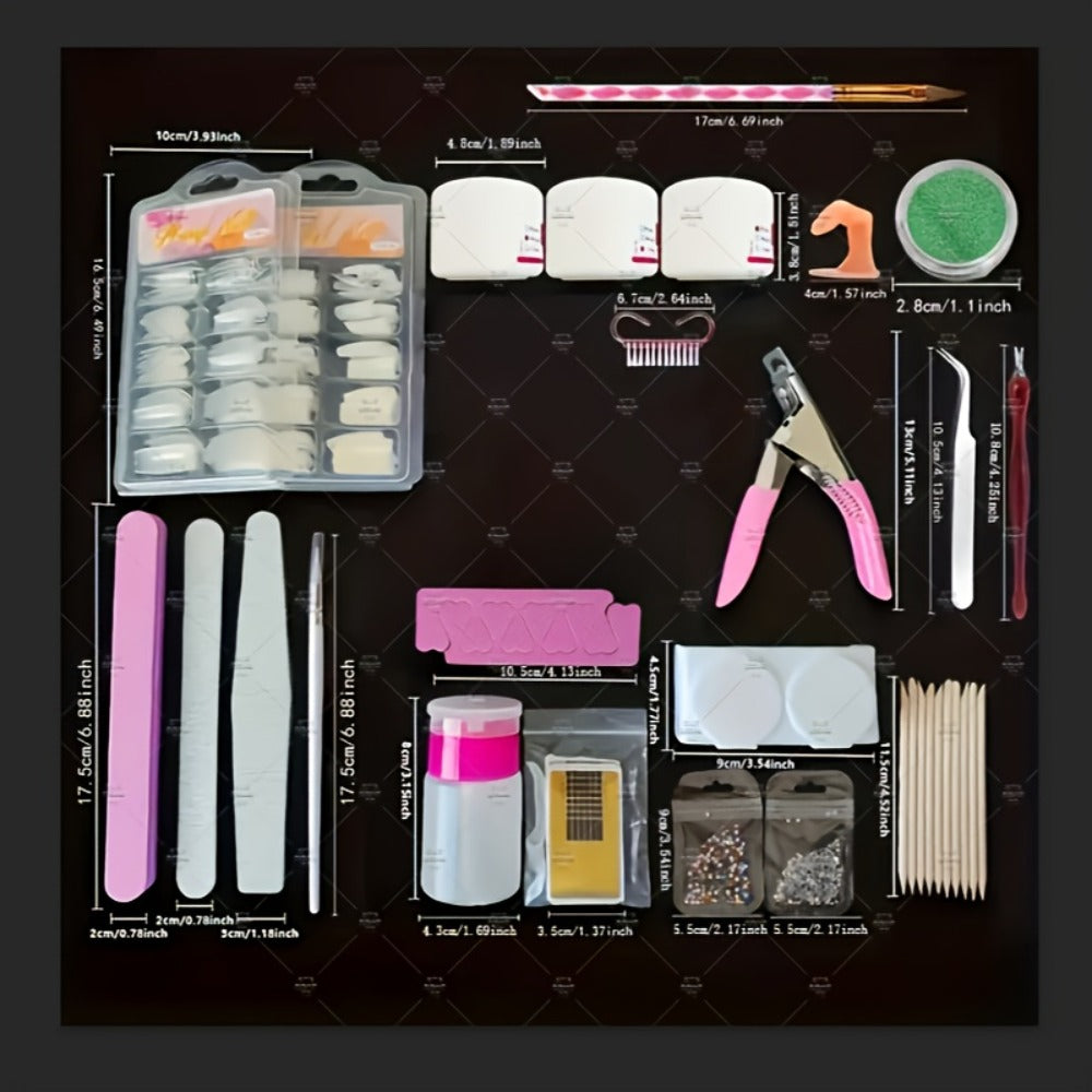 Acrylic Nail Kit with 12 Glitter Powders, Three Base Powders, Nail Tips, Forms and Application Tools — image 5