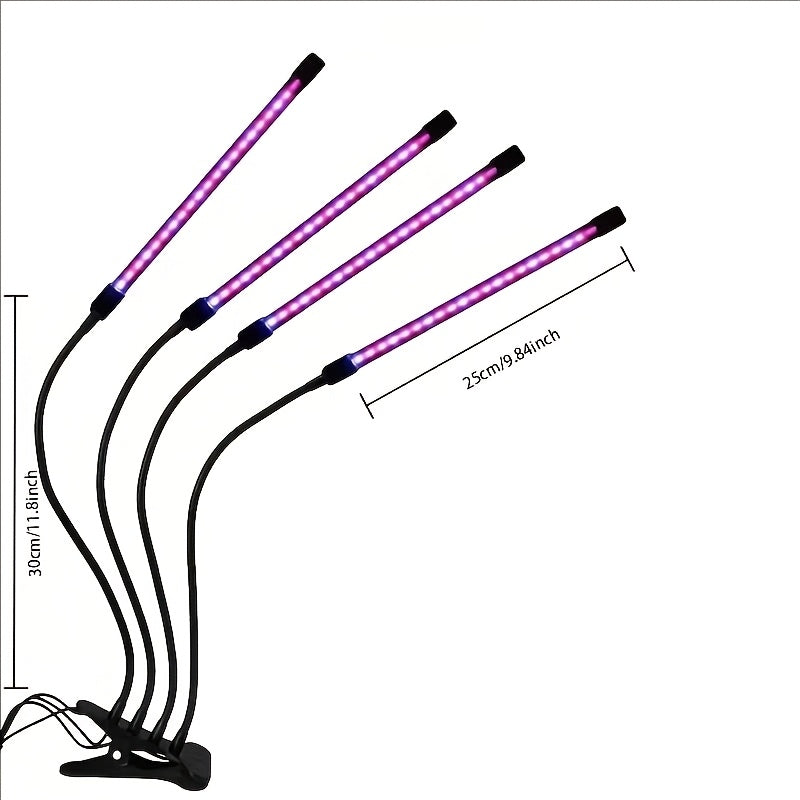 Clamp-On Red Blue LED Plant Lamp with 3, 4 or 5 Flexible Light Bars and USB Control for Shelves — image 6