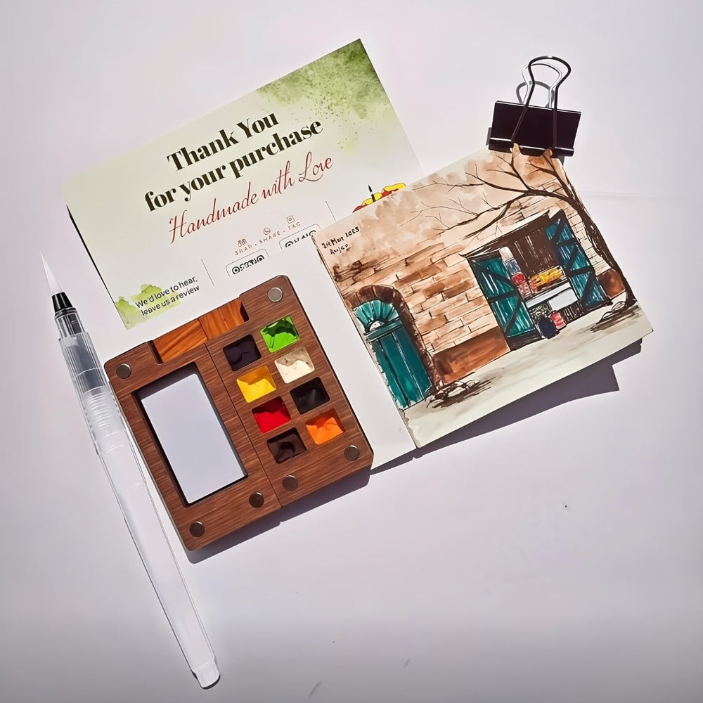 Watercolor Paint, Portable Set 24 Colors 15-Grid Palette 3 Brushes the Listed Color, Size or Set for Everyday Use — image 5