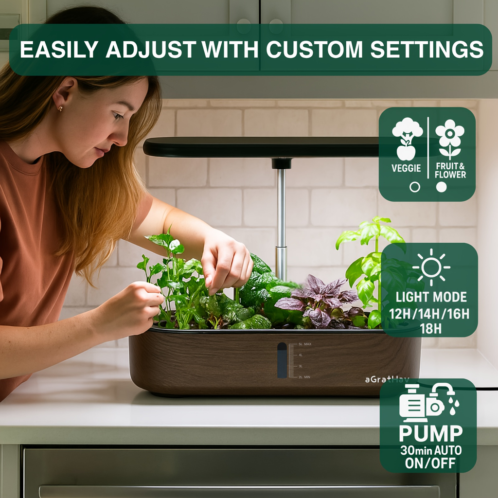 Hydroponic Garden Kit 14-Pod with LED Grow Light – Smart Timer, Quiet Pump & 1.32 Gal Tank, 75-Piece Indoor Herb Garden Syste