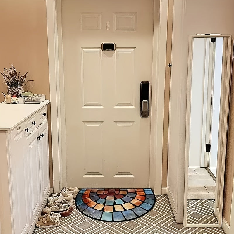 Half-Round Mosaic Bath Mat in Blue or Yellow Microfiber, 16 x 24 and 20 x 32-Inch Size Options — image 2