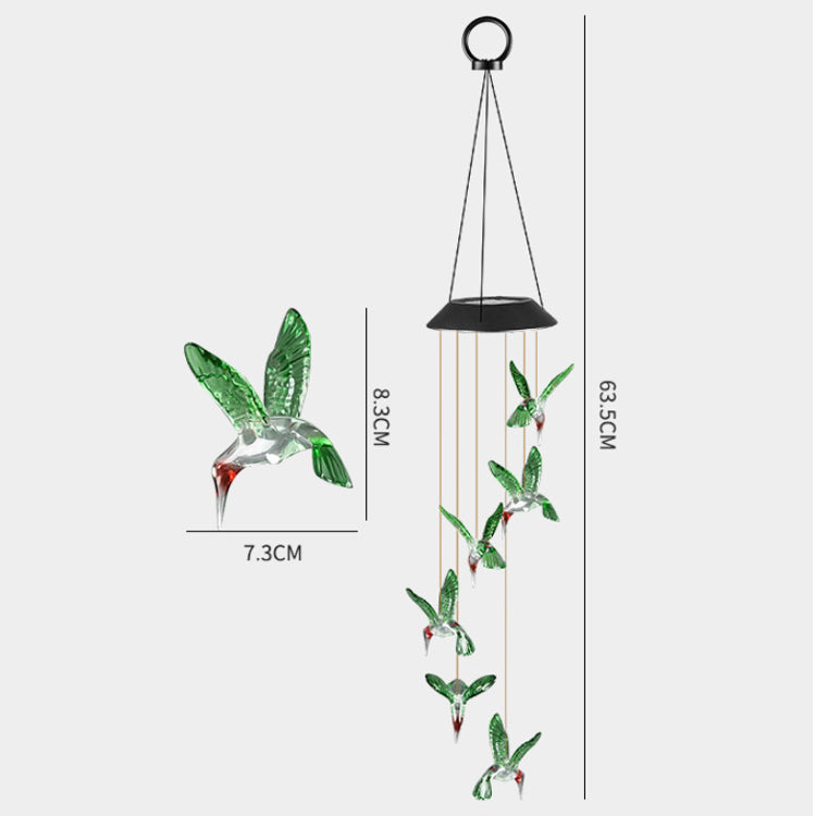 Outdoor Solar Wind Chime Lamp Hummingbird Butterfly Ball Wind Chime Garden Decoration