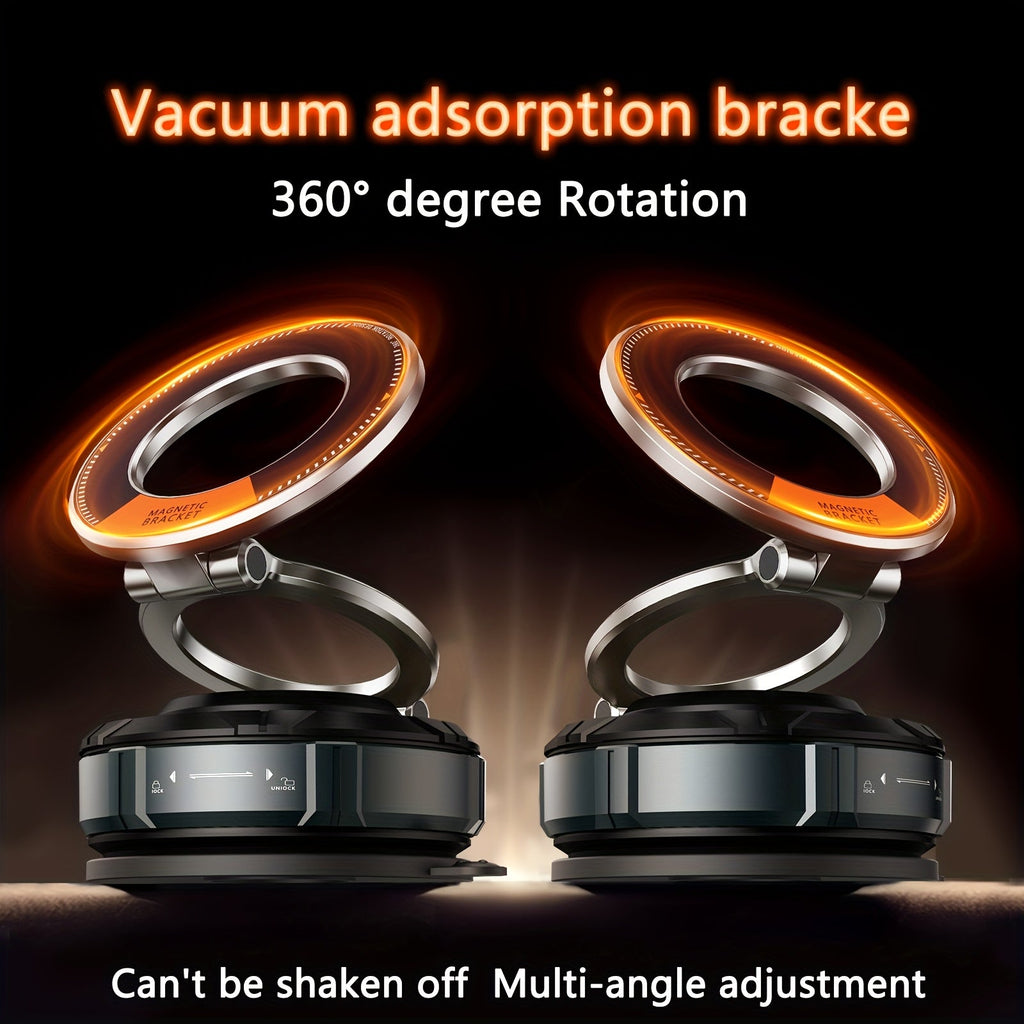 Magnetic Car Phone Mount with Vacuum-Style Dashboard Base and Swivel Joint and 360-Degree Bracket — image 1