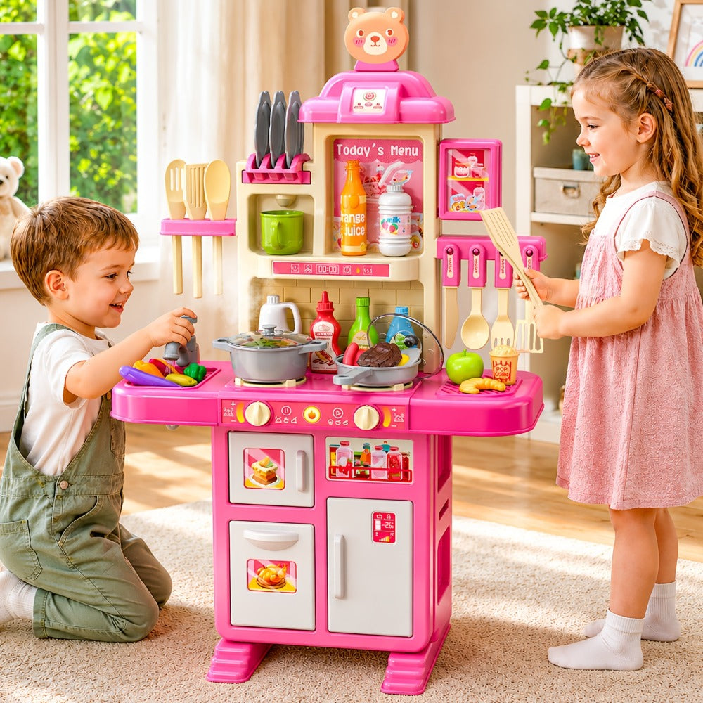 Pretend Play Kitchen Playset with Lights & Sounds, Interactive Toy Kitchen Accessories for Toddlers Ages 3+ — image 4
