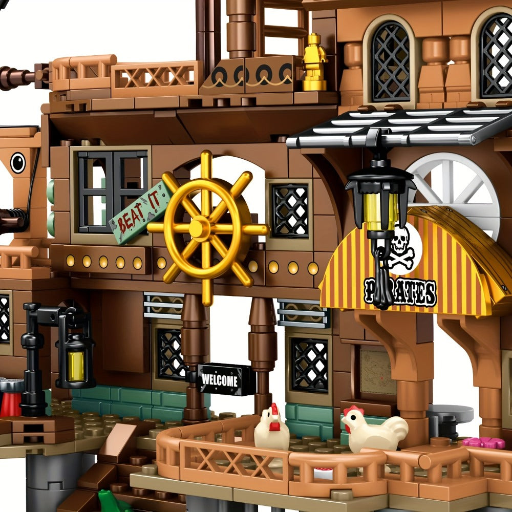 Pirate Wharf Building Blocks Set with 573-Piece Source Record, Model 1547, Boat, Dock and Multi-Level Supply Center — image 5