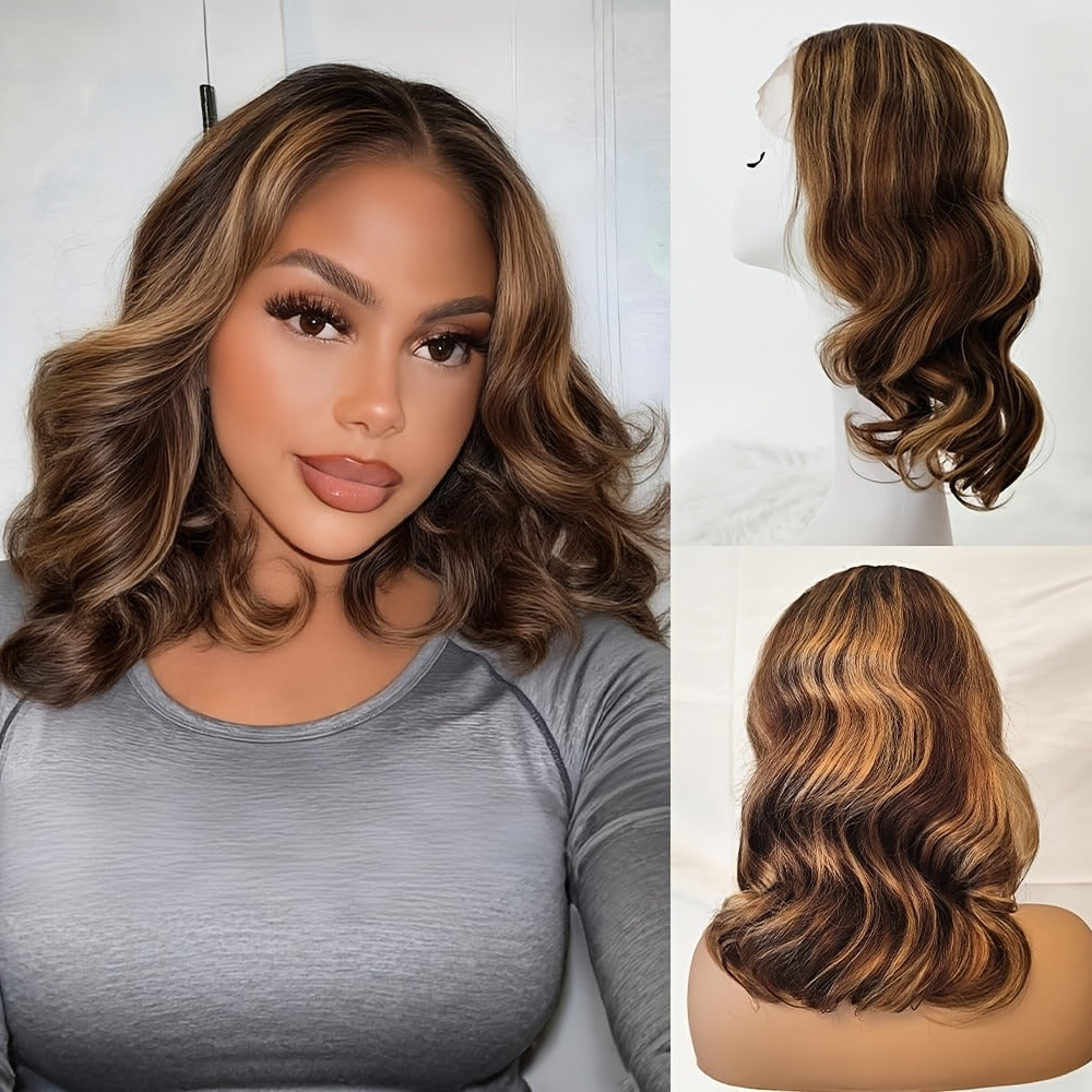 Lace Front Wig Human Hair Body Wave Bob with 13x4 HD Lace, 4/27 Ombre and 10-16in Length Choices — image 2