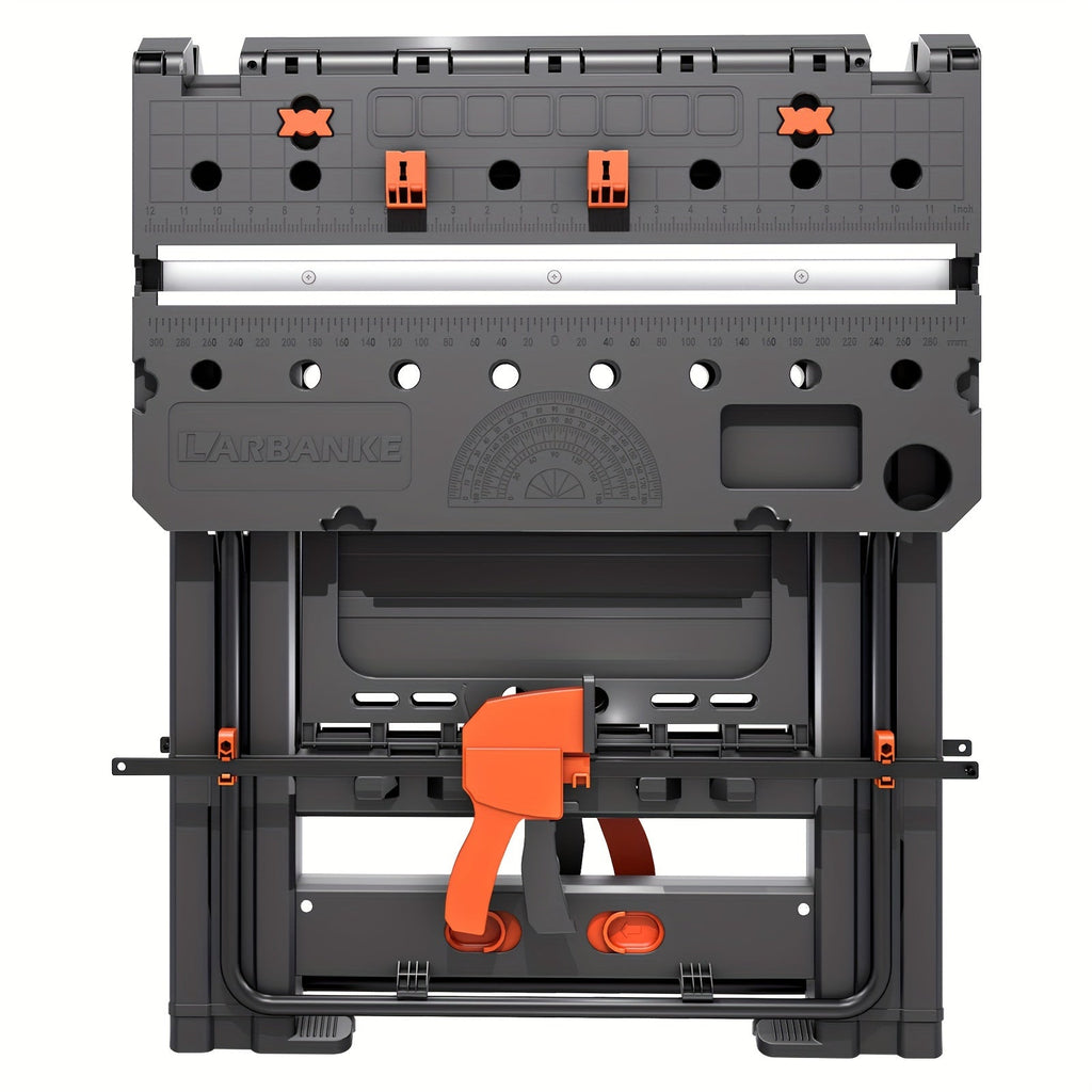 Folding Workbench 2-in-1 Portable Work Table, Height-Adjustable Sawhorse Workbench with 4 Woodworking Clamps — image 1
