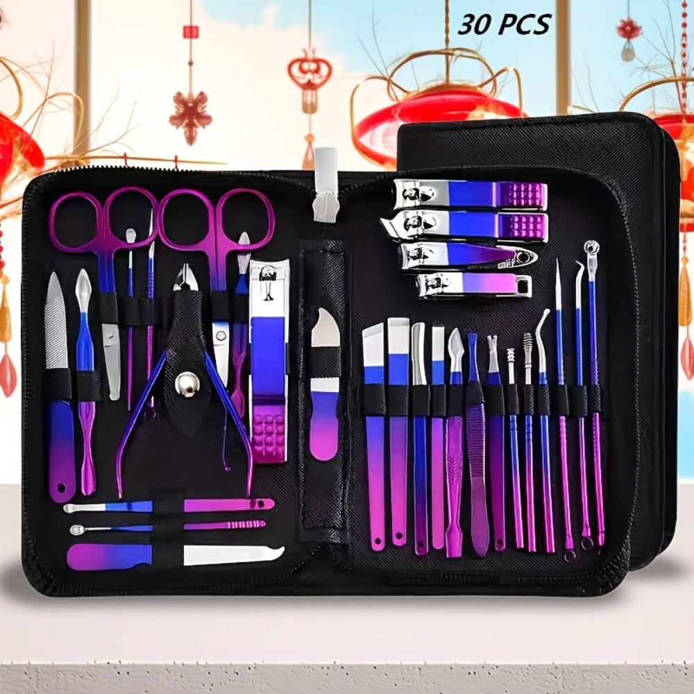 Manicure Set 9 18 30 60pcs Professional Nail Clipper Pedicure Kit Portable Travel Grooming Tools – Cuticle Trimmer Nail File 