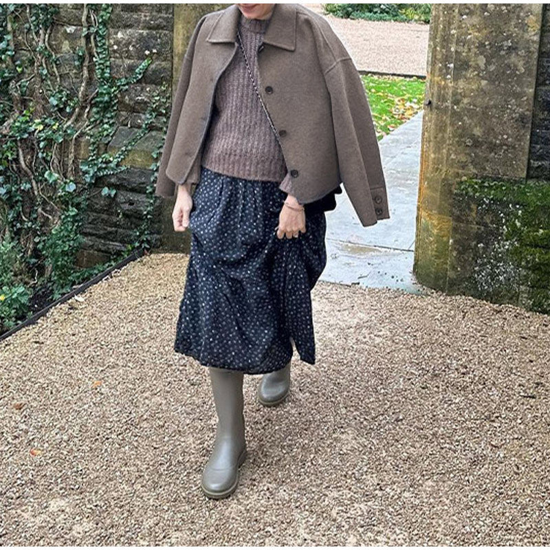 Lapel Long Sleeve Short Button Coat Fashion Women Baggy Casual Jacket
