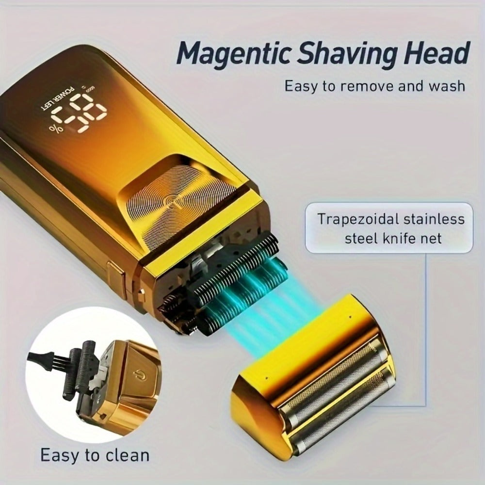 Bald Head Shaver & Beard Trimmer 2-in-1 Electric USB Rechargeable – Aluminum Foil Razor Professional Hair Clipper Grooming To