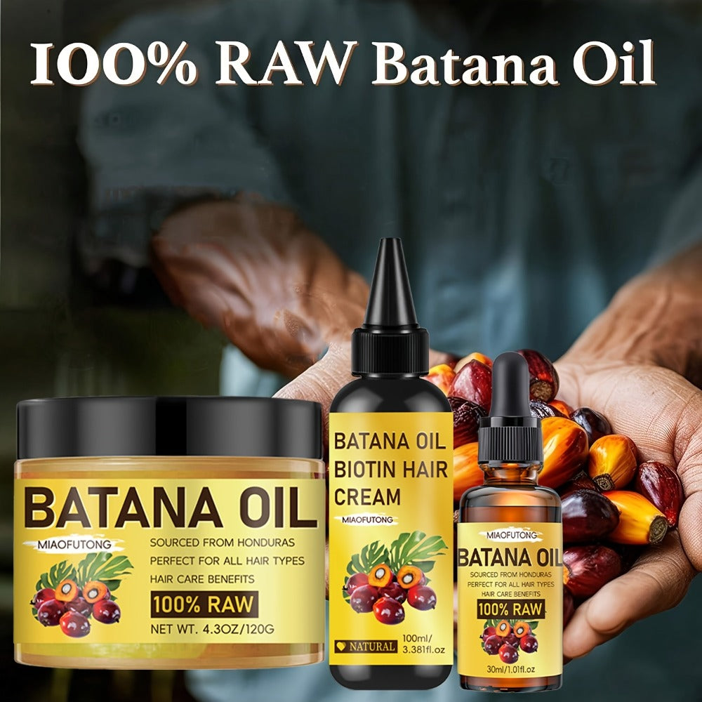 Three-Piece Batana Oil and Biotin Hair Care Set with Large Cream Jar and Coordinated Containers — image 2