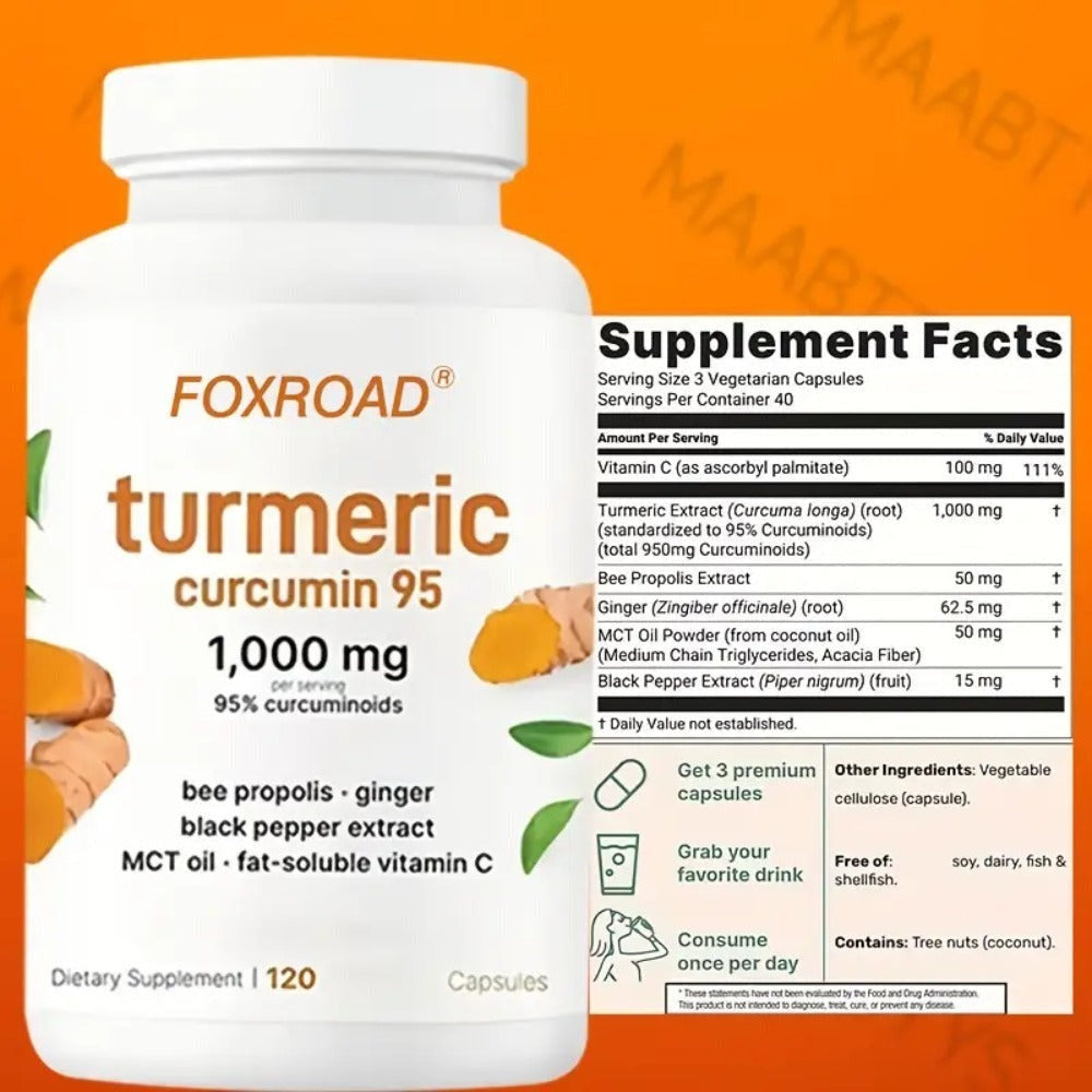 Curcumin 6-in-1 Capsules with 95% Active Curcumin, Vitamin C & Probiotics, 120 Capsules 120-Day Supply — image 5