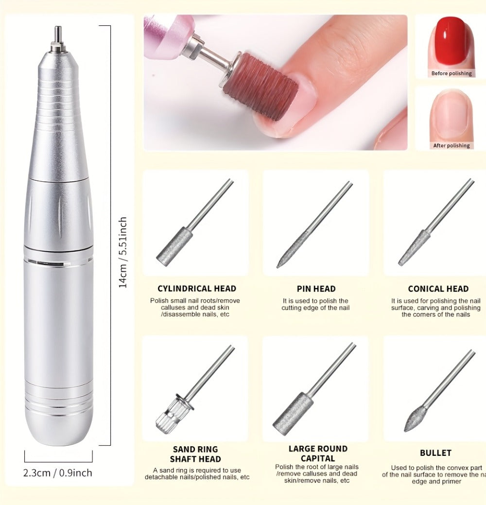 Electric Nail Drill 45000 RPM Rechargeable Kit with LCD Display and White or Golden Color Options — image 14