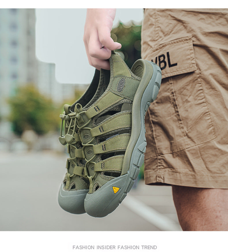 Men's Thick Bottom Toe Cap Beach Upstream Plus Size Outdoor Casual Shoes