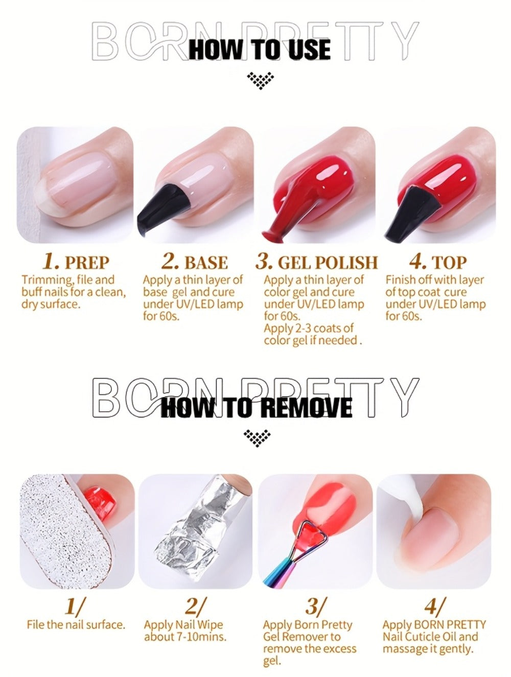 Gel Nail Polish BORN PRETTY 2-Piece Snow-Jelly Shimmer Set in Nude Pink and White Glitter with UV/LED Soak-Off Cure — image 1