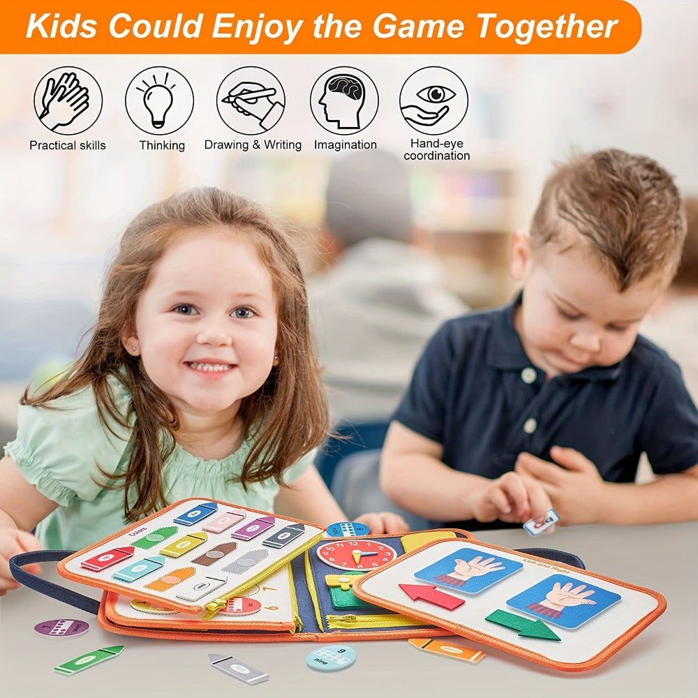 Montessori Busy Board for Toddlers Ages 1 2 3 4, Sensory Activity Learning Toy with Zipper Buckle Button Lace Snap — image 3