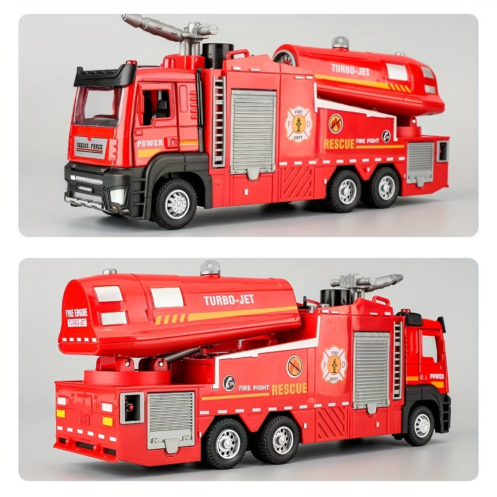 Zinc Alloy Fire Truck Toy with Water Mist Spray, Pull Back Fire Engine with Lights & Sounds — image 2