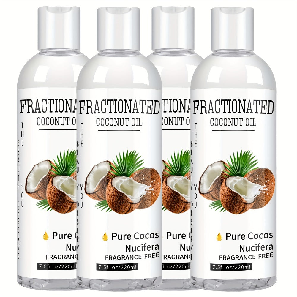 Fractionated Coconut Oil 4-Pack 7.5 fl oz Each, Pure Vegan Carrier Oil for Skin & Hair, Lightweight — image 1