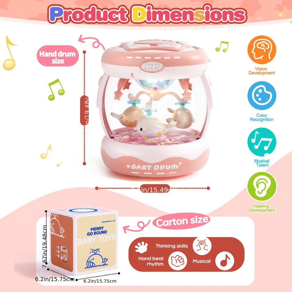 Baby Rotating Projector Music Toy 3 Months+, Interactive Animal Sounds & Lights, Multi-Functional Sensory Learning Toy for In