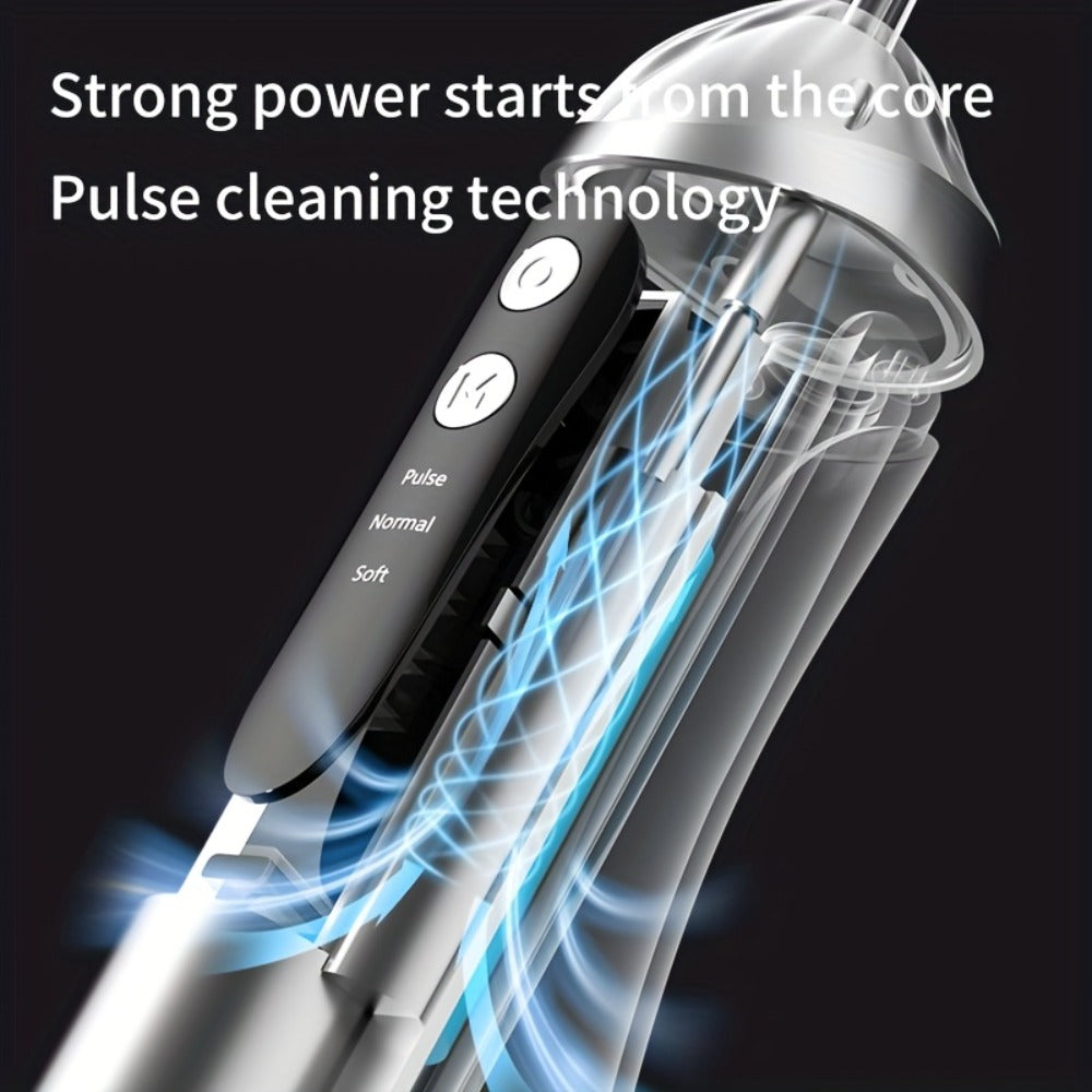 Water Flosser Portable Three-Mode Oral Irrigator with Brush Head Attachment, USB Charging and White, Black or Pink Options — 