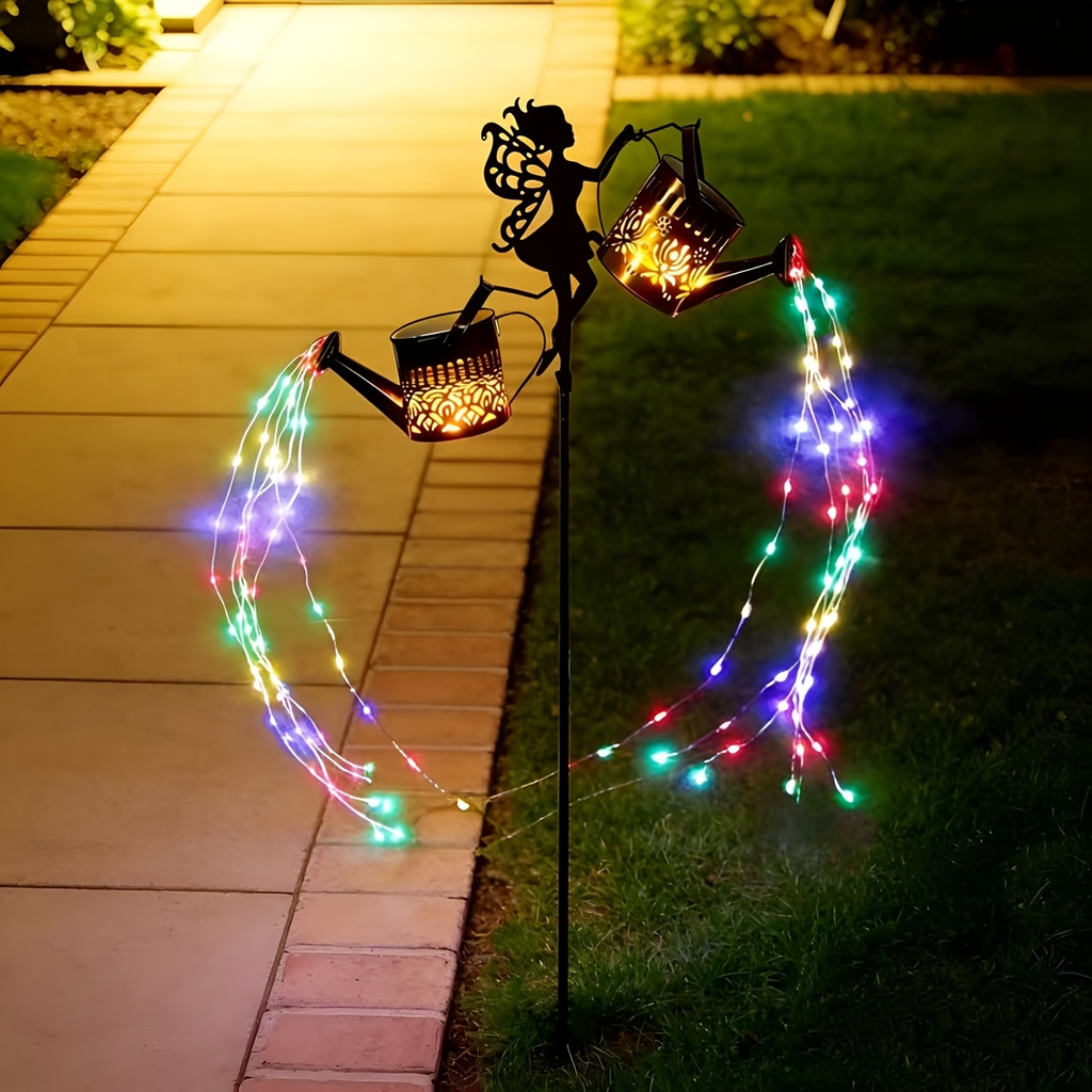Solar Garden Lights Fairy Waterfall Statue with Multicolor String Lights and Ground-Stake Installation — image 7