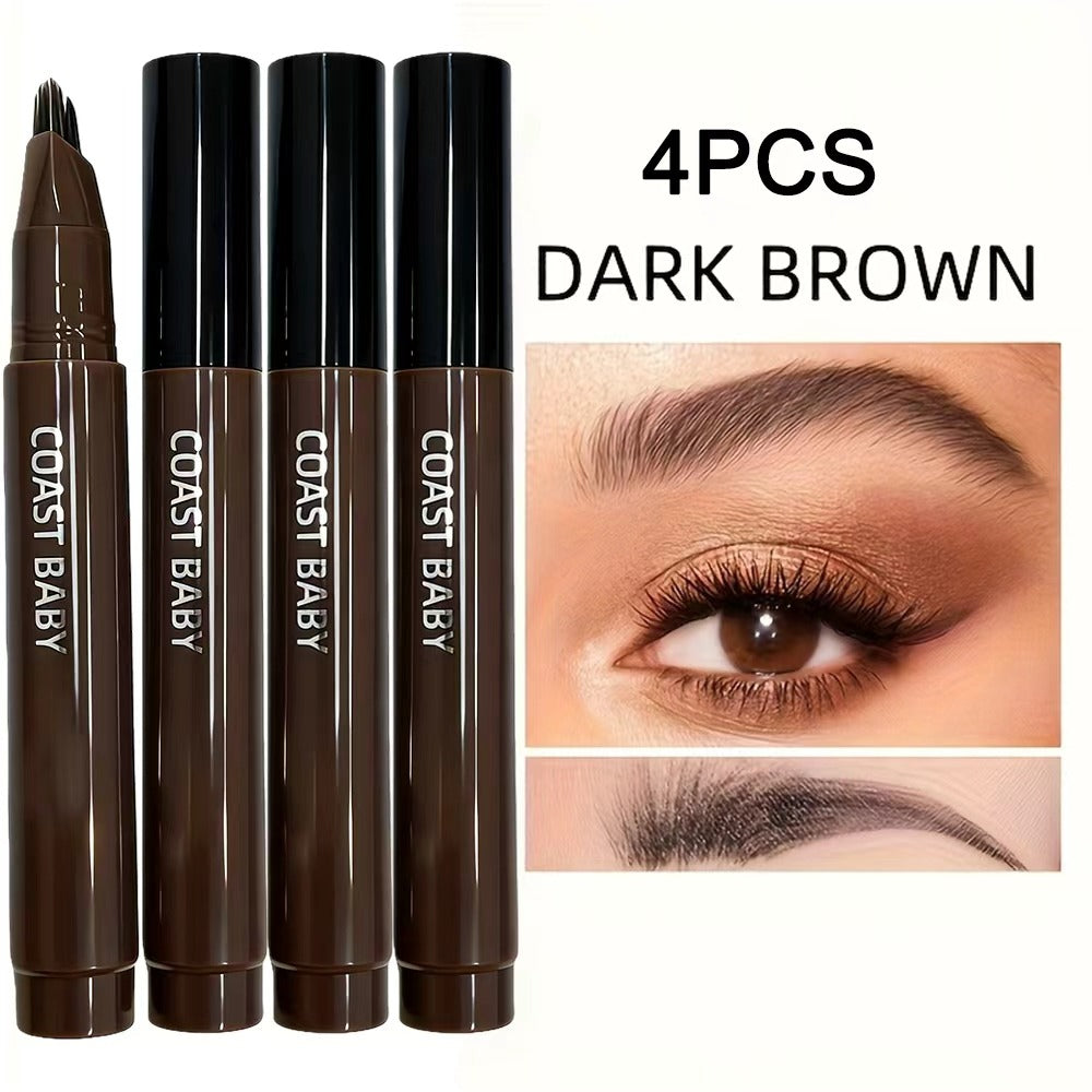 Four-Pack Multi-Fork Tip Eyebrow Pens in Four Color Labels with Capped Bodies and Approx. 11.3 cm Length — image 5