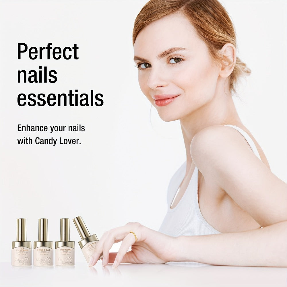 Gel Nail Polish 4-Piece Base and Top Coat Set with Glossy, Matte, Base and Strengthener Gels for UV/LED Soak-Off Use — image 