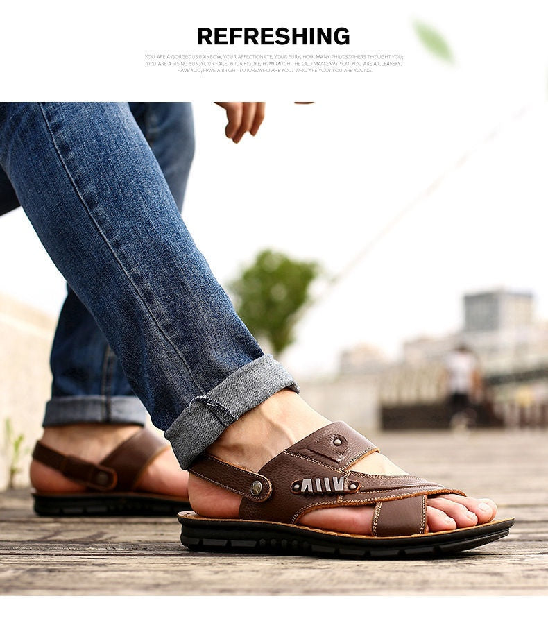First Layer Cowhide Men's Sandals Summer Genuine Leather Sandals