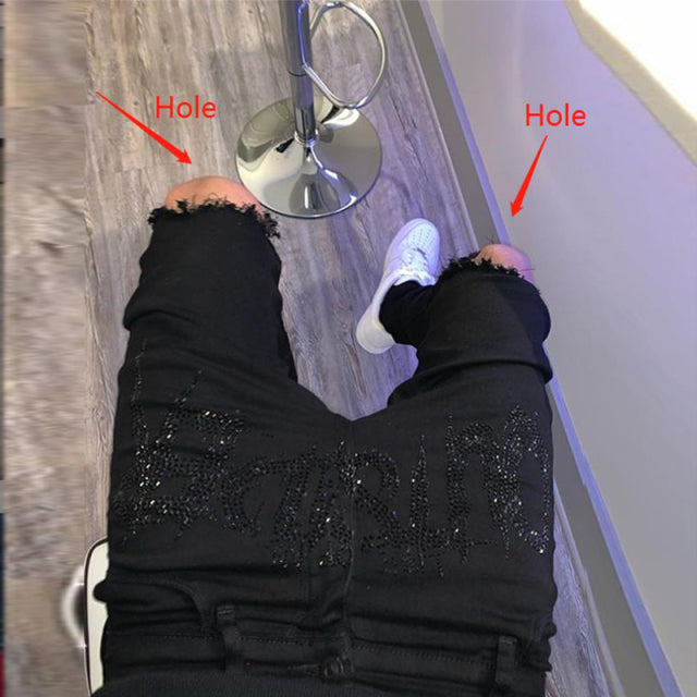 Men Black Fashion Ripped Jeans