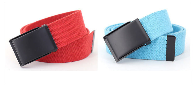 Men's Casual Canvas And Denim Belt With Buckle Closure