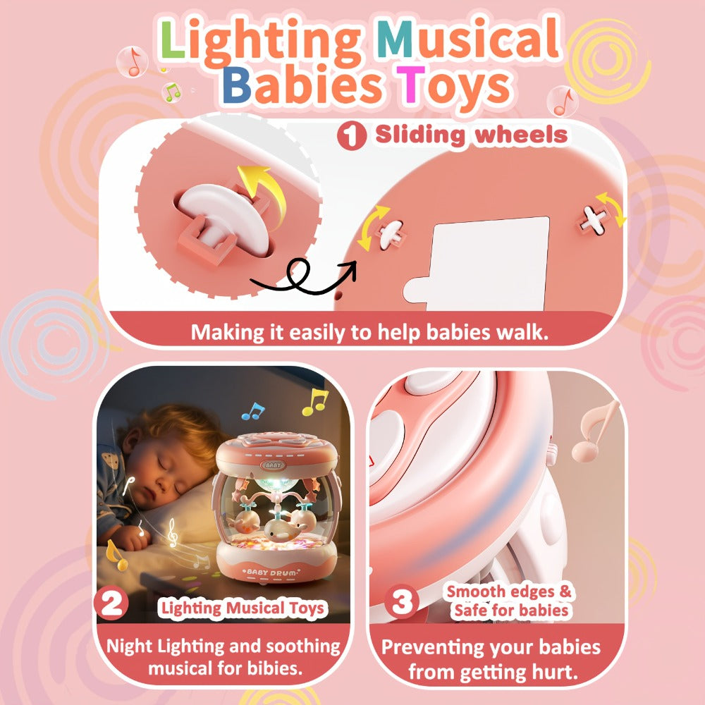 Baby Rotating Projector Music Toy 3 Months+, Interactive Animal Sounds & Lights, Multi-Functional Sensory Learning Toy for In