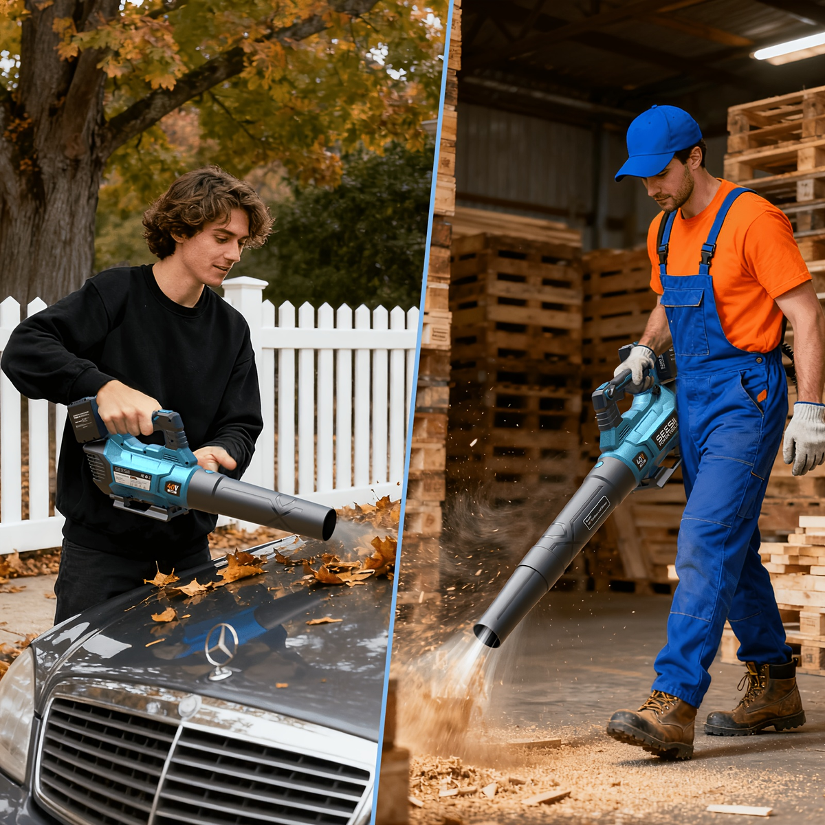 Cordless Leaf Blower 780CFM 40V Brushless, Seesii with 2x4000mAh Batteries & 2 Chargers, Turbo Button — image 10