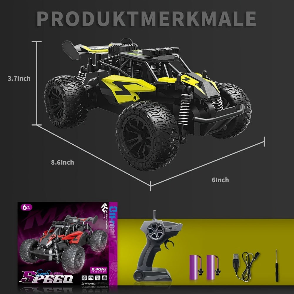 RC Off-Road Truck for Kids Ages 6+, High Speed Remote Control Car Alloy Steel Body Full-Function 4WD Monster Truck Toy for Bo