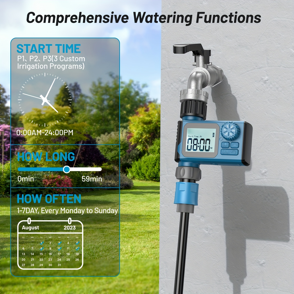 Garden Irrigation Timer Automatic Watering Controller for Lawn Farm Drip System, for Garden, Lawn and Yard Watering — image 1