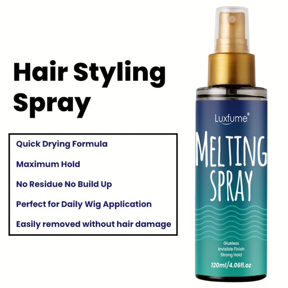 Lace Melting Spray Kit with Bold Hold Hair Glue & Remover 120ml 24H Long Lasting Quick Dry No Residue Edge Control Safe for S
