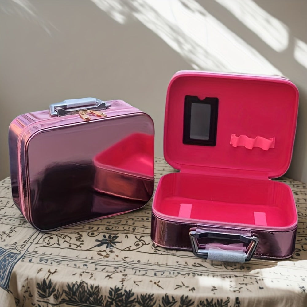 Glitter Makeup Travel Case Hard Shell Large Capacity Flat Lay Organizer Luxury Cosmetic Storage Box for Women Portable Fits i