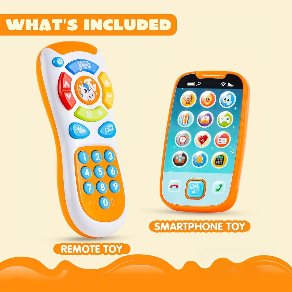 Baby Smartphone & Remote Control Toy Set with Horse, Pretend Play Phone with Music, Sound Effects & Learning Features — image