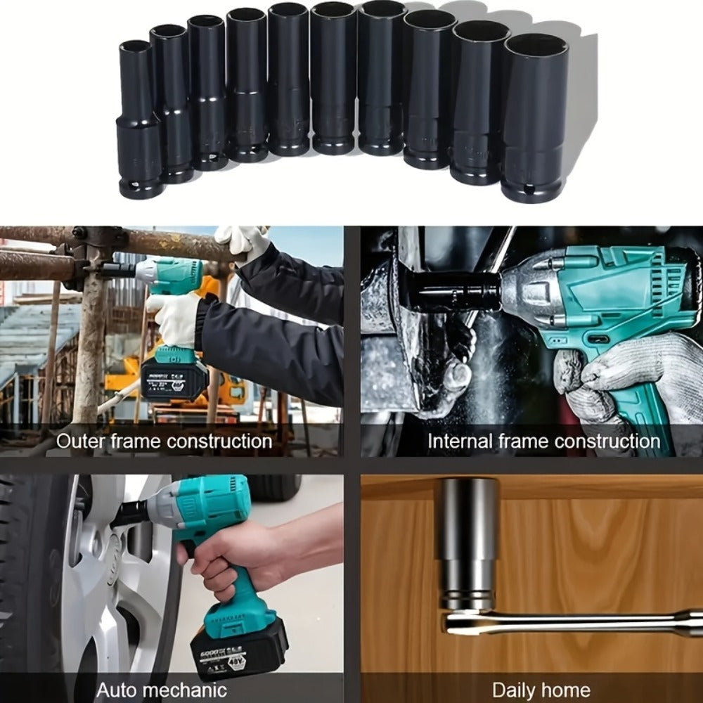 Half-Inch Drive Deep Metric Socket Set with 10- or 20-Piece Checkout Options and Green Carry Case — image 4