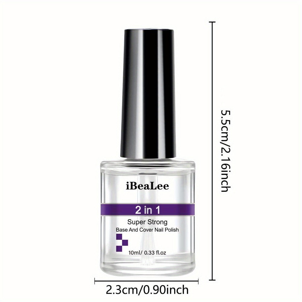 Base and Top Coat 2 in 1 Nail Polish 10ml with a Clear High Shine Finish for Home Manicures — image 5