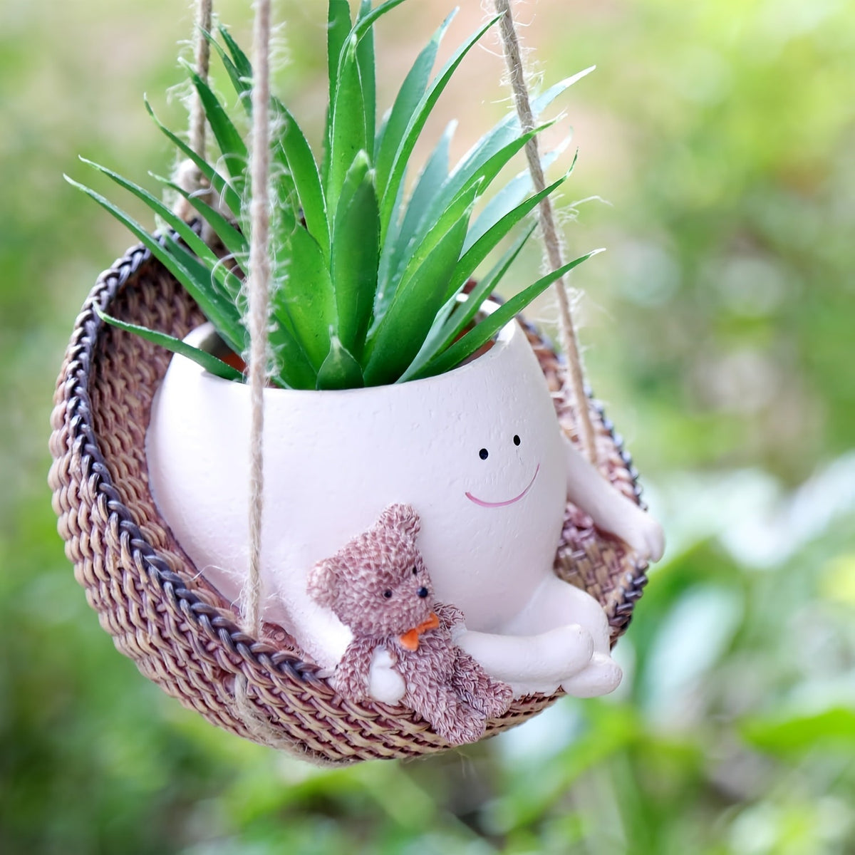 Cute Hanging Planters with Funny Face & Bear Design – Unique Decorative Flower Pots for Indoor Plants, Home, Office & Garden 