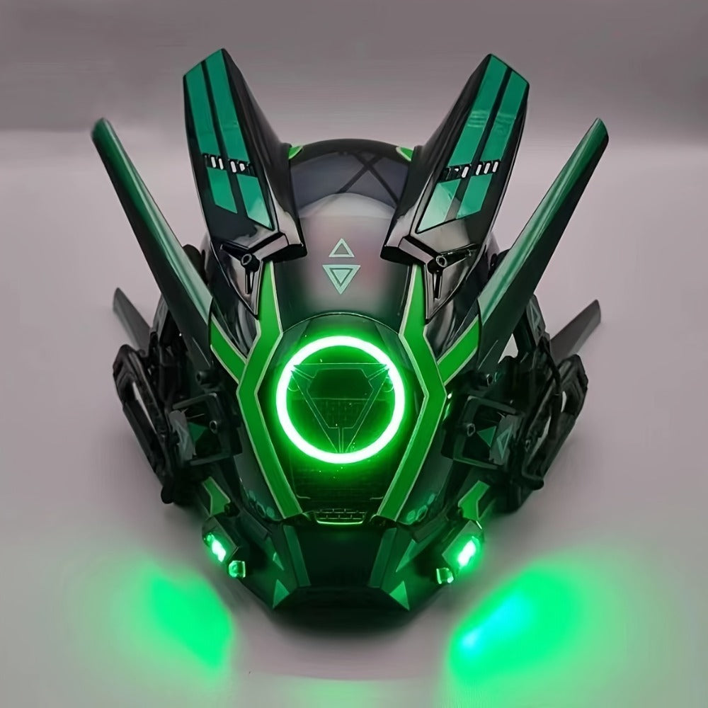 LED Mechanical Costume Mask with 10.23-Inch Height and Yellow, Green, White, Red or Blue Light Options — image 6