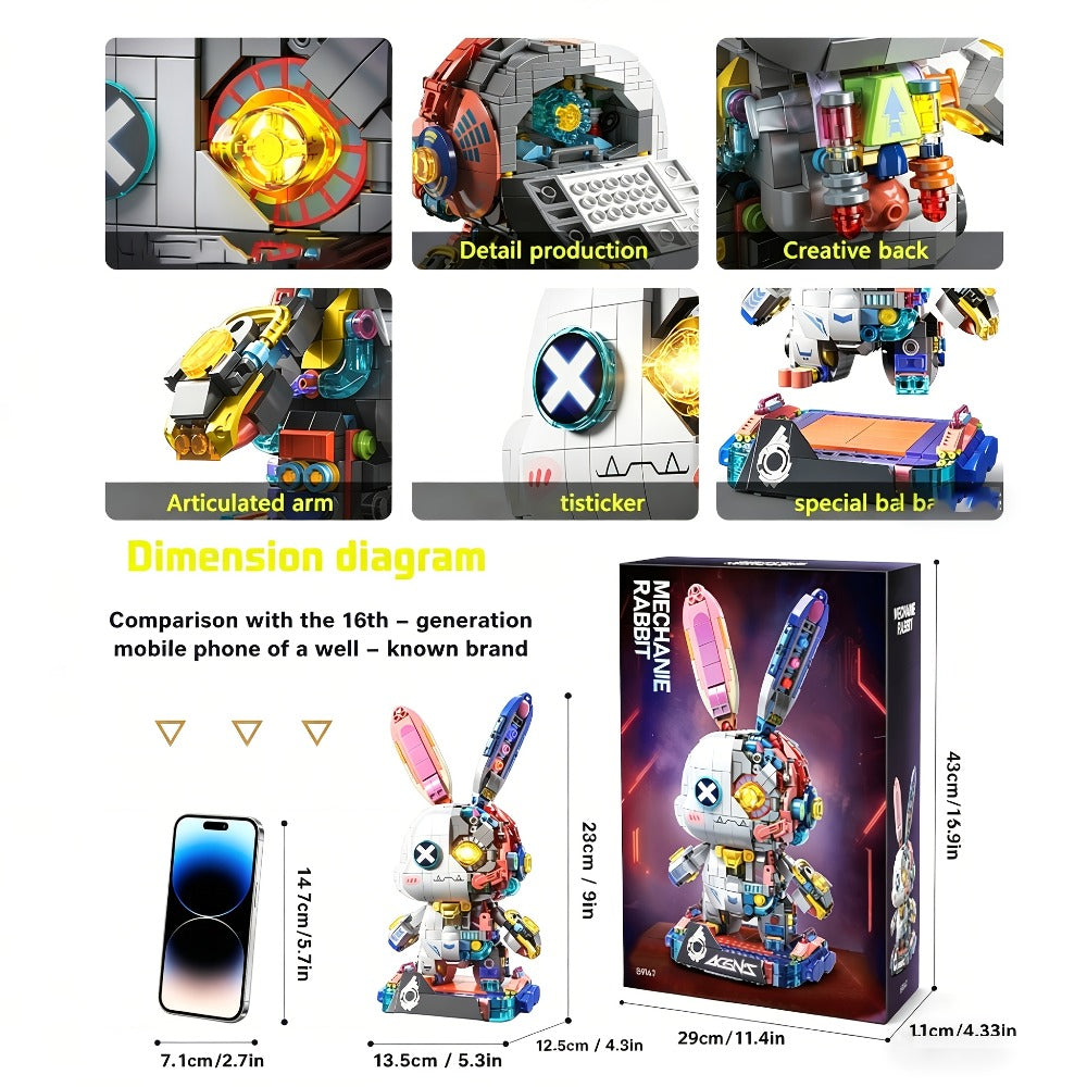 1377-Piece Mechanical Rabbit Building Block Model with Colorful Punk Styling and Rotating Limb Details — image 12