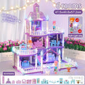 LED Dollhouse Playset for Girls, Purple Multi-Room Playhouse with Doll Figures, Puppies, Furniture & LED Lighting — image 34